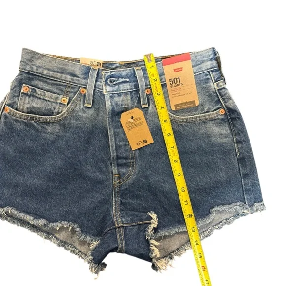Levi's Blue Jean Shorts Distressed Cut-Off Style - Picture 8 of 11